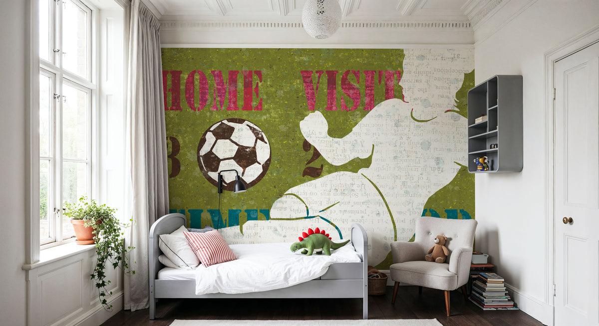 Womens Scoreboard Soccer Mural Wallpaper - Warm Tone - room preview 04
