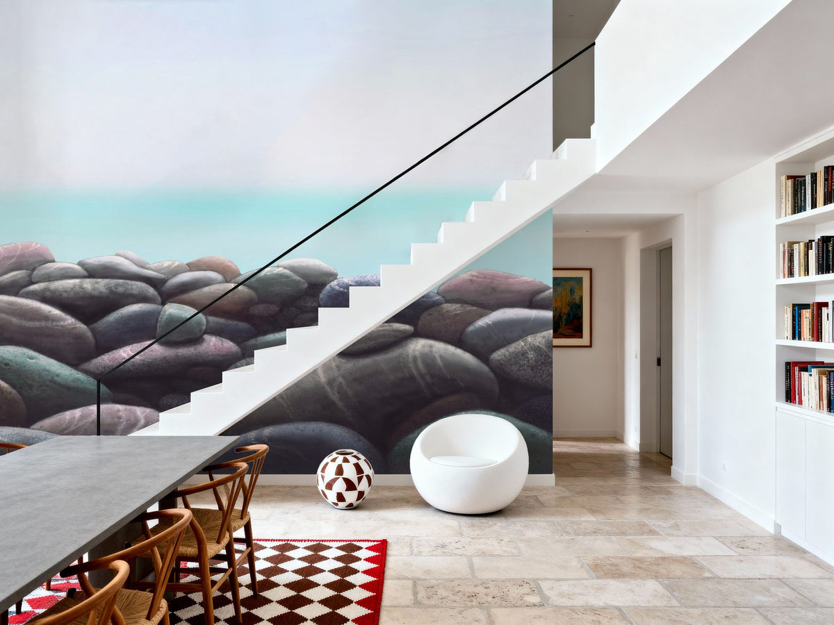 Pebble Beach Painting Mural Wallpaper - room preview 04