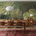 Big Monstera Leaves, Olive Mural Wallpaper - room preview 04