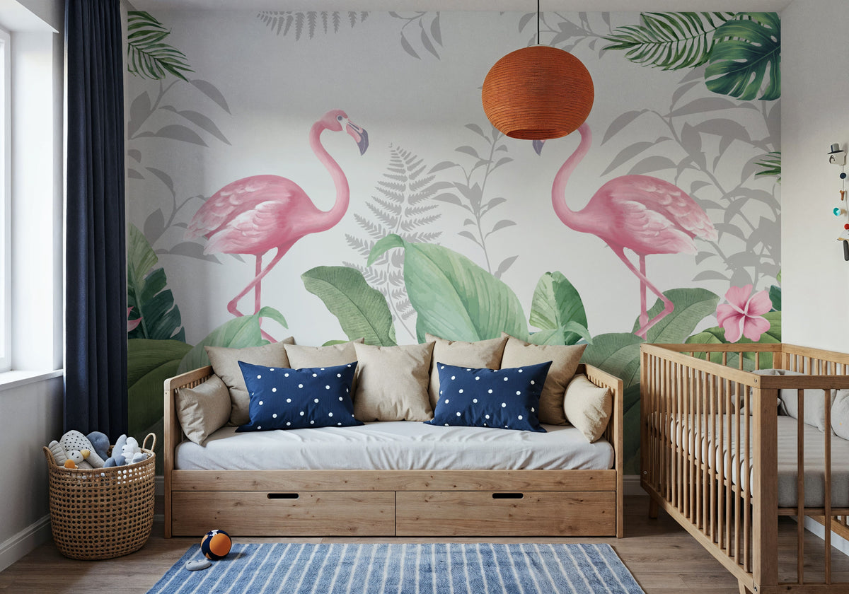 Flamingo Challenge Mural Wallpaper - room preview 04