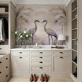 Cranes At Sunset Pink Mural Wallpaper - room preview 04