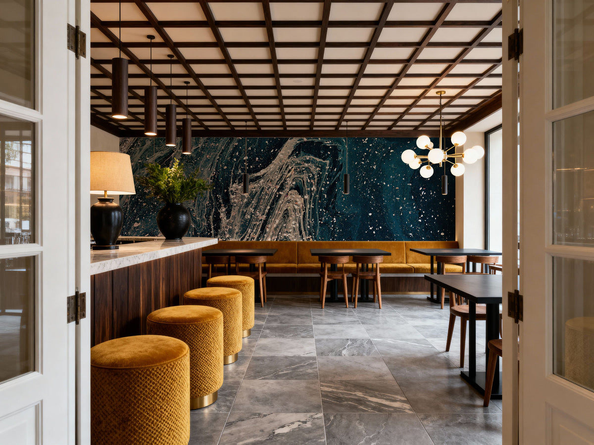 Marbled Paper, Dark Mural Wallpaper - room preview 04
