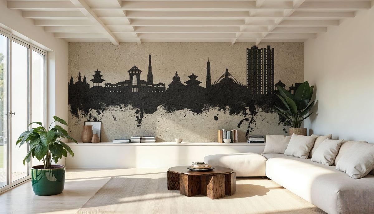 Kathmandu Nepal Skyline Concrete Mural Wallpaper - room preview 04