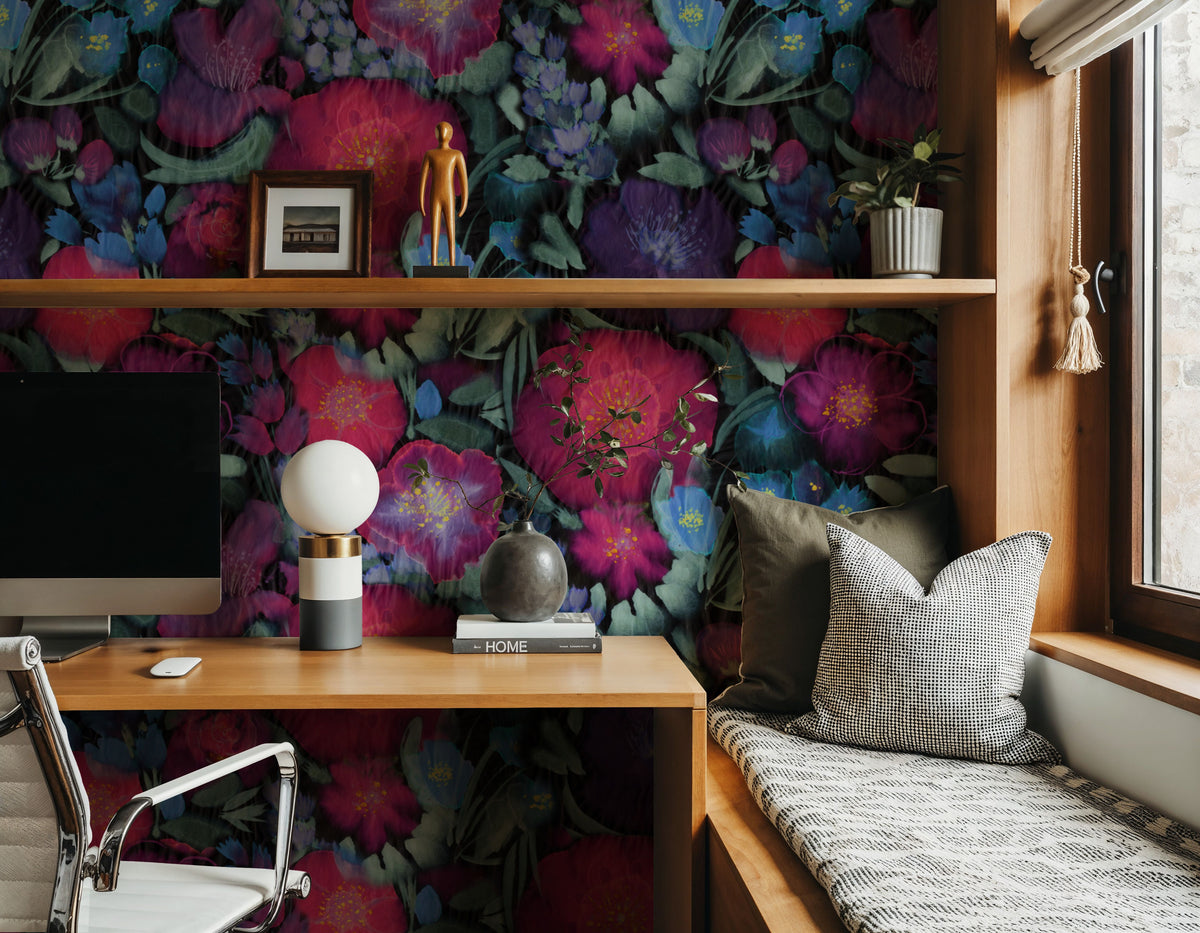 Flowershow Poppies, Cerise Mural Wallpaper - room preview 04