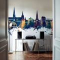 Lichfield England Skyline Blue & Bronze Mural Wallpaper - room preview 04