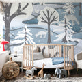 Frozen Forest, Ice Blue Mural Wallpaper - room preview 04
