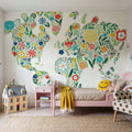 Floral World White Mural Wallpaper - room preview 04
