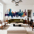 Kingston Upon Hull England Skyline Blue & Bronze Mural Wallpaper - room preview 04