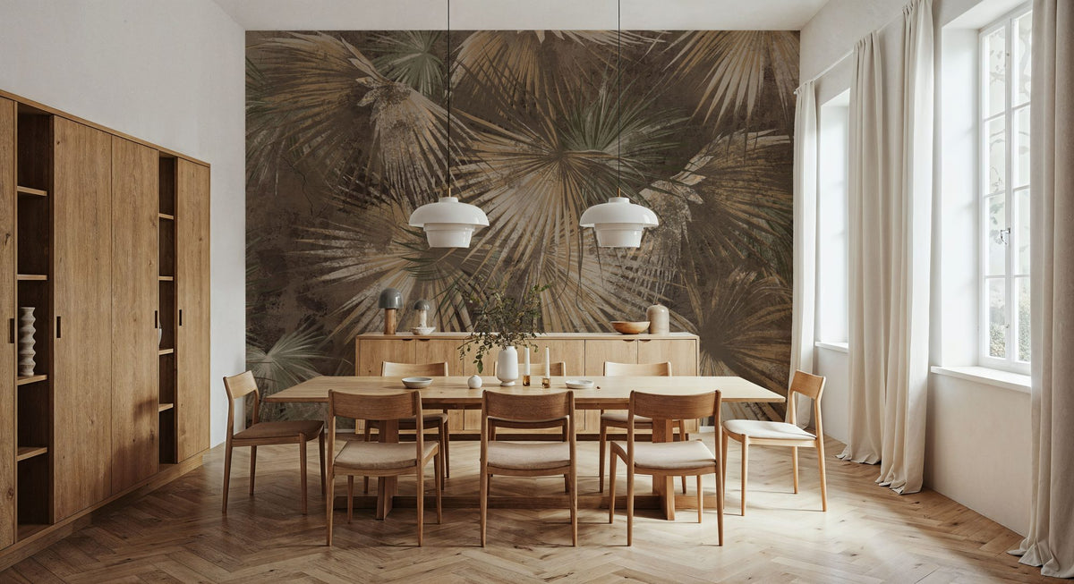 Retro Sunny Palms Mural Wallpaper - Warm Tone - room preview 04