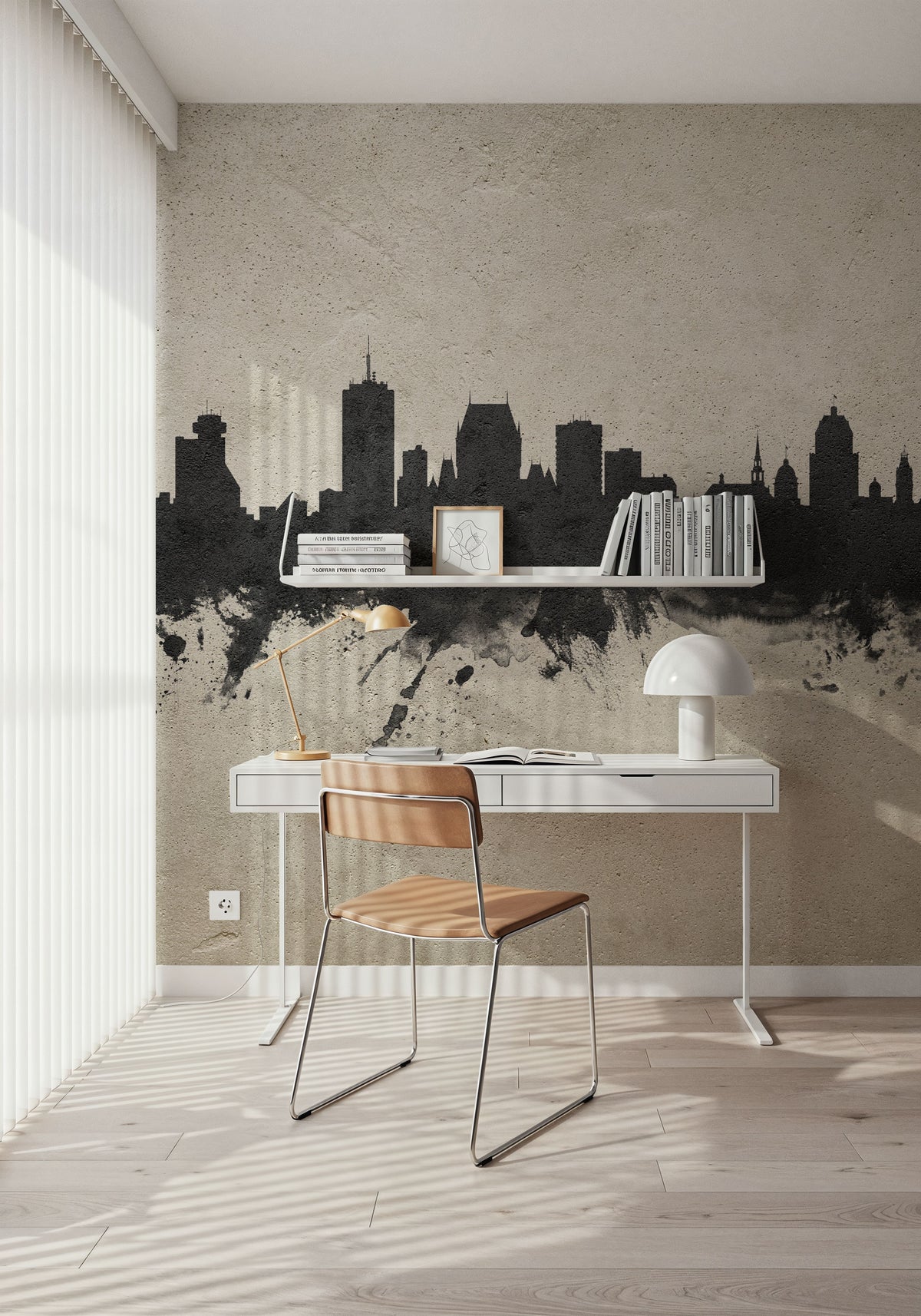 Quebec Canada Skyline Concrete Mural Wallpaper - room preview 04