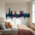 Santiago De Chile Skyline Blue & Bronze Mural Wallpaper - room preview 04