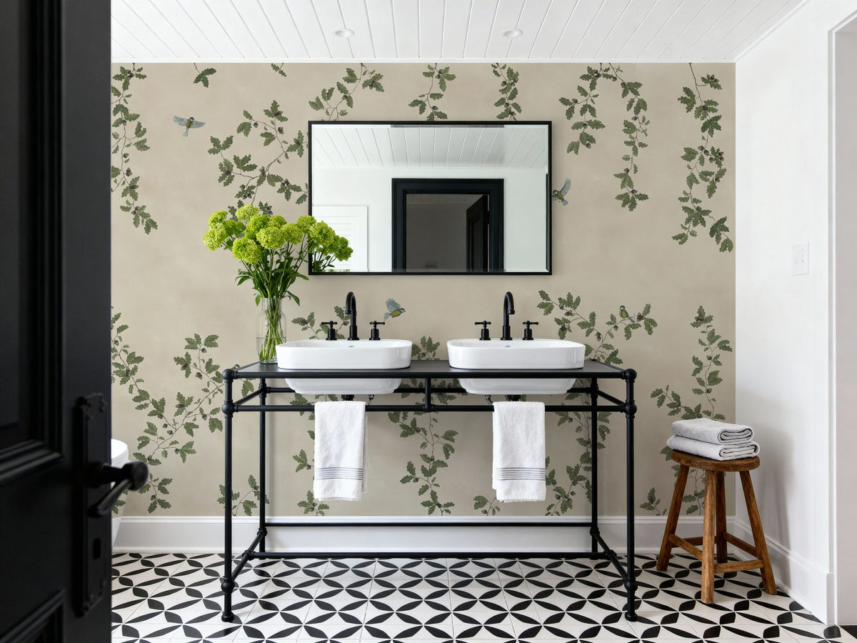 Oak Hollow, Light Beige Mural Wallpaper - room preview 04