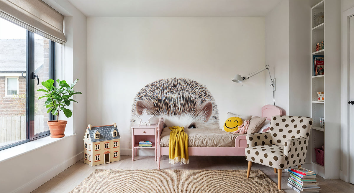 Peeking Hedgehog Mural Wallpaper - room preview 04