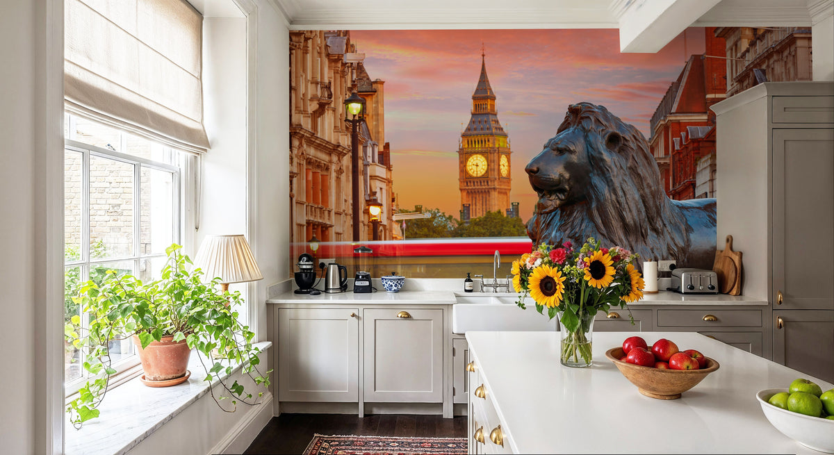 Trafalgar Square Lion Mural Wallpaper - room preview 04