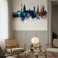 Shrewsbury England Skyline Blue & Bronze Mural Wallpaper - room preview 04