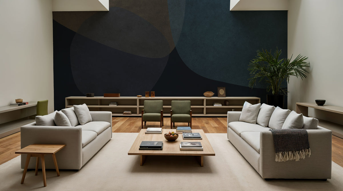 Embracing Shapes, Midnight Mural Wallpaper - room preview 04