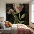 Tulip on Black Mural Wallpaper - room preview 04