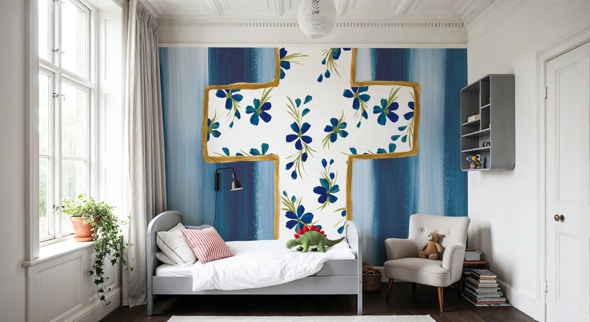 Floral Cross II Mural Wallpaper - room preview 04
