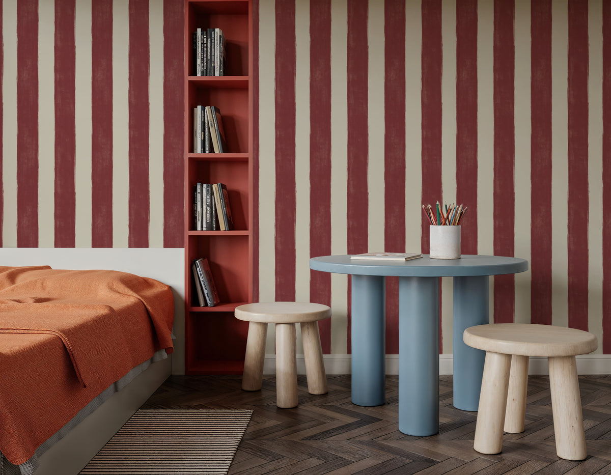 Sino Vertical Lines, Red Mural Wallpaper - room preview 04