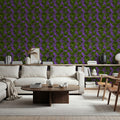 Pop Peonies, Green & Purple Mural Wallpaper - room preview 04