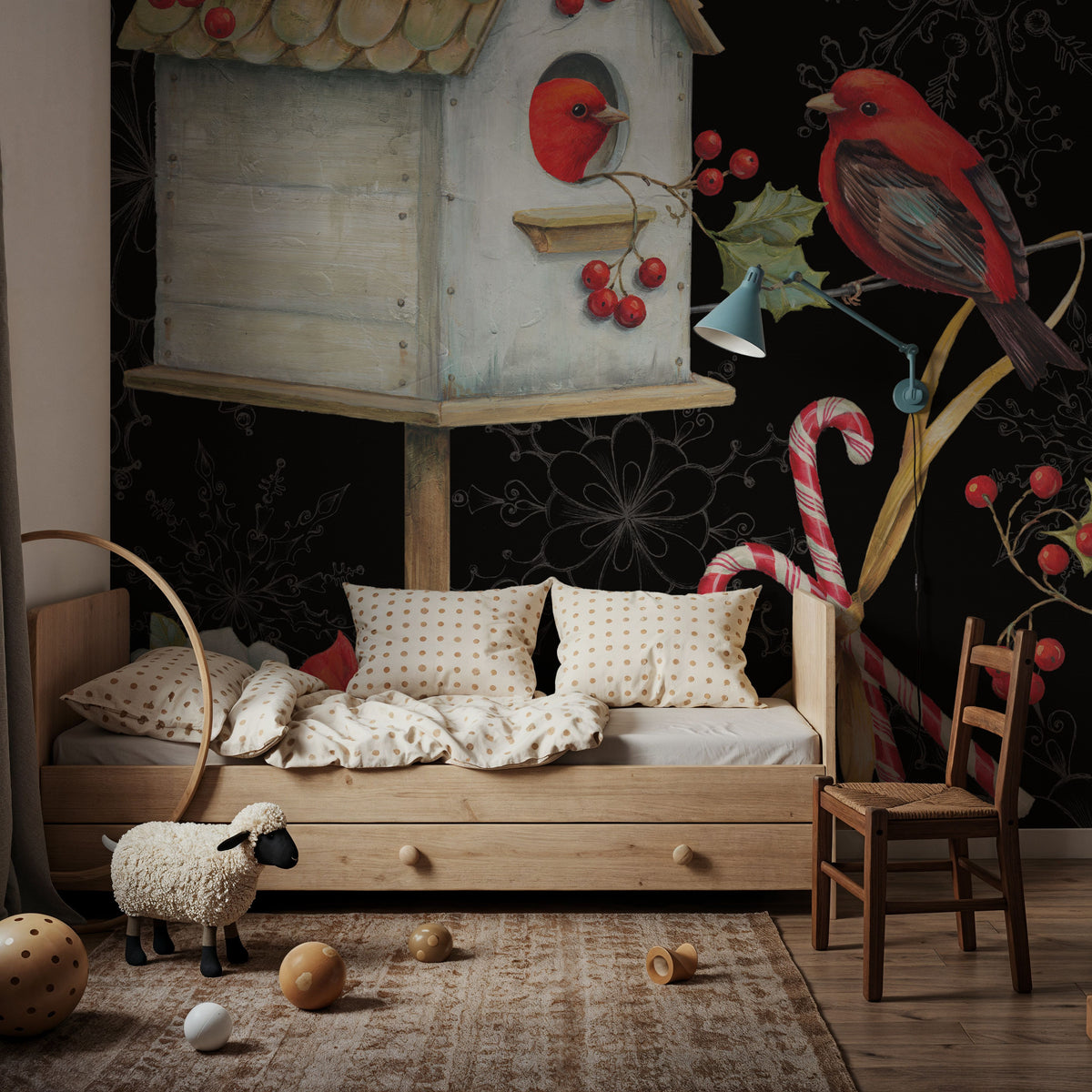 Holiday Wings VI Dark Mural Wallpaper - room preview 04