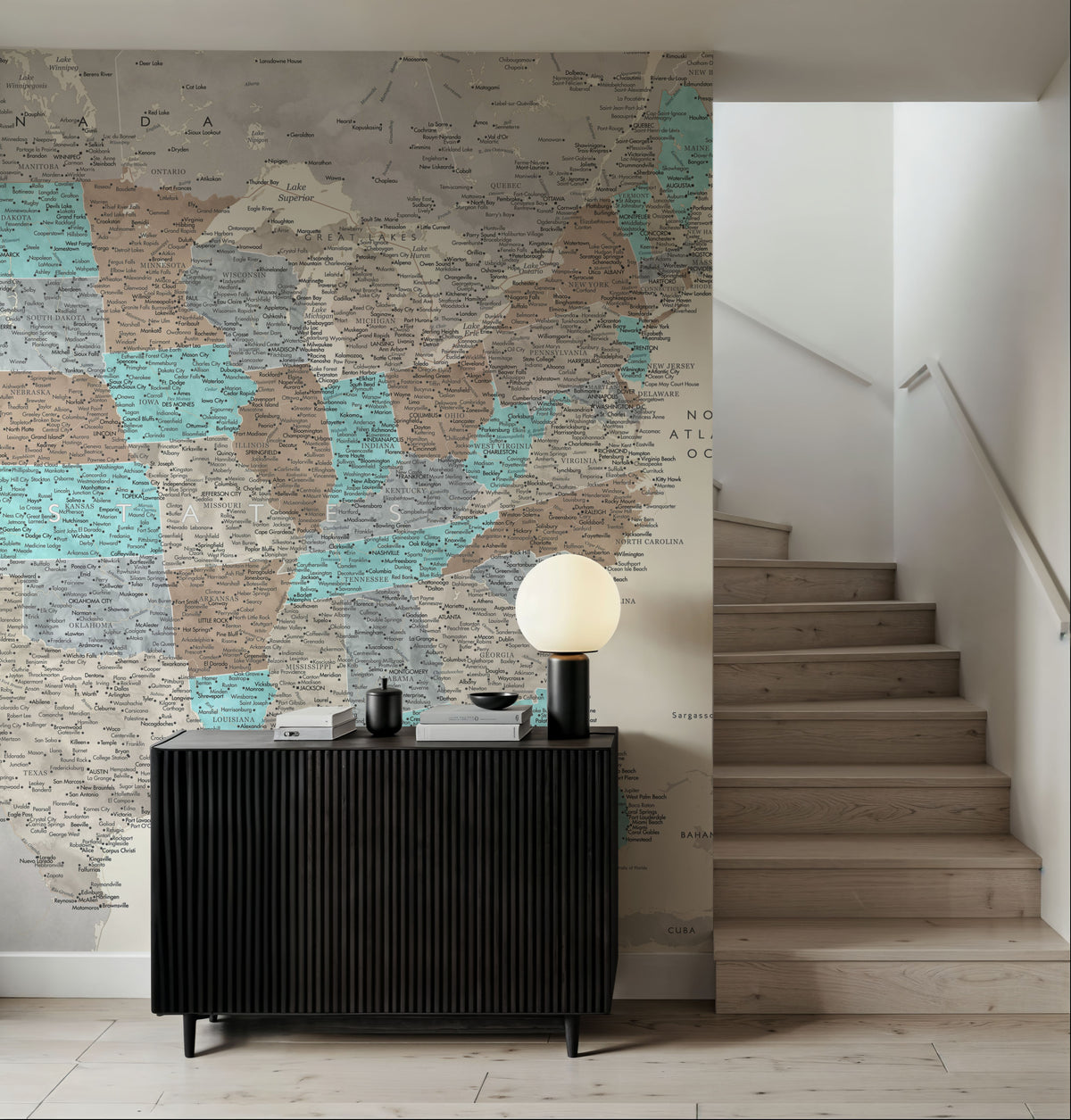 US Map Detailed - Romy Mural Wallpaper - room preview 04