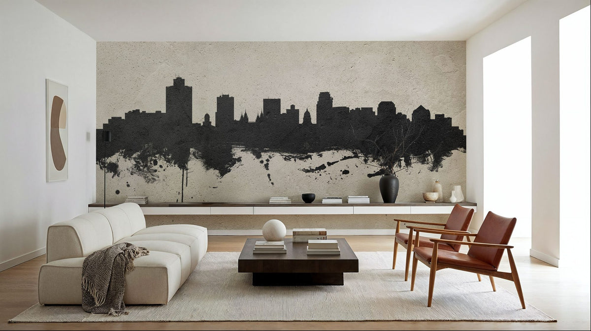 Salt Lake City Utah Skyline Concrete Mural Wallpaper - room preview 04