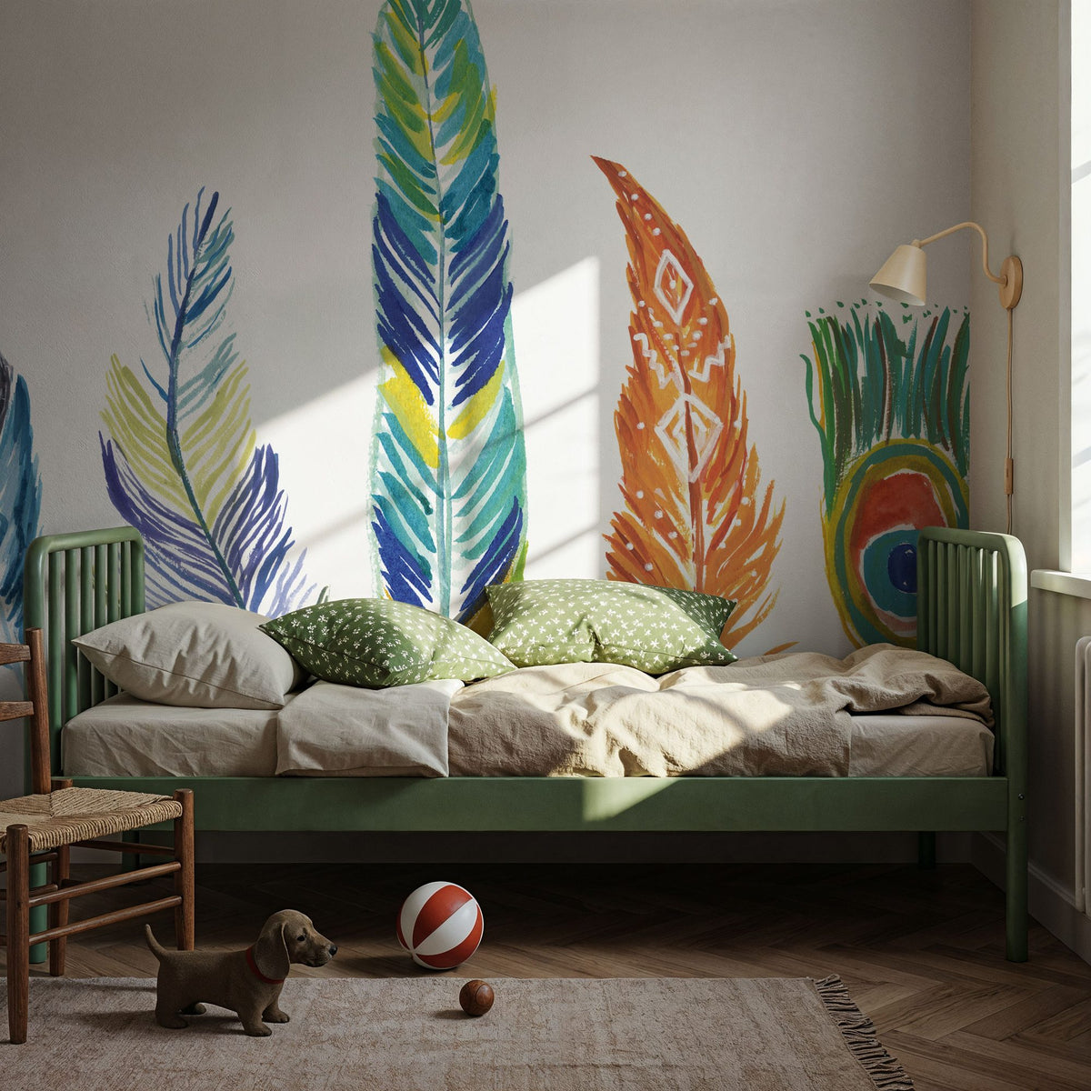 Rainbow Feathers III Mural Wallpaper - room preview 04