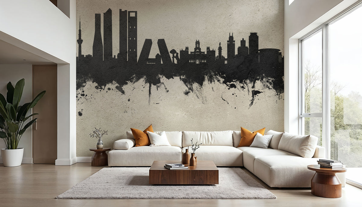 Madrid Skyline Concrete Mural Wallpaper - room preview 04