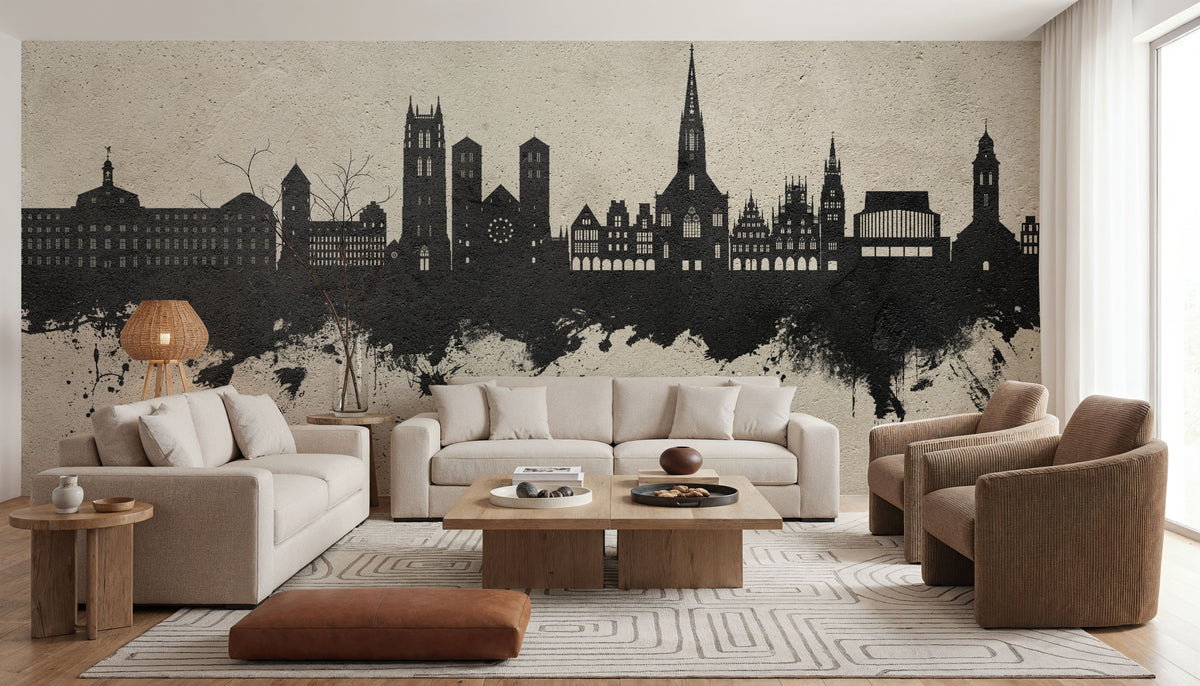 Münster Germany Skyline Concrete Mural Wallpaper - room preview 04
