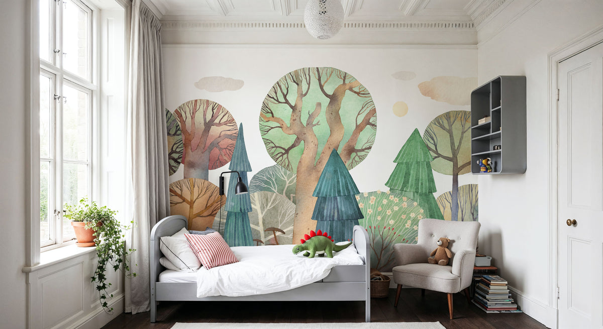 Owl's Forest Mural Wallpaper - room preview 04