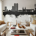 Daegu South Korea Skyline Black & White Mural Wallpaper - room preview 04