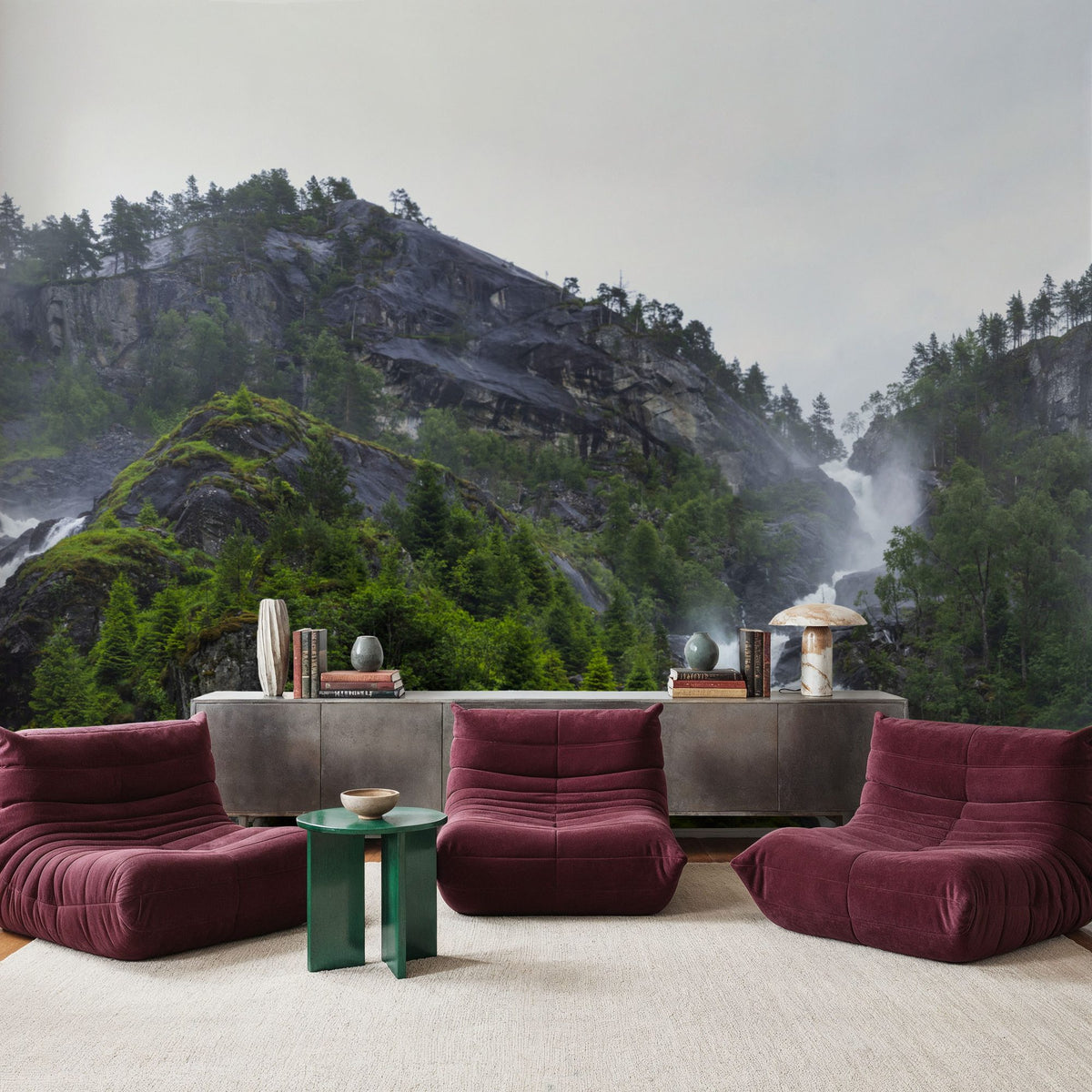 Misty Cascade Mural Wallpaper - room preview 04
