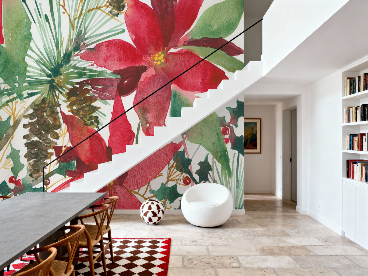 December Flowers Mural Wallpaper - room preview 04