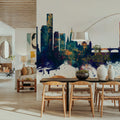 Melbourne Australia Skyline Blue & Bronze Mural Wallpaper - room preview 04