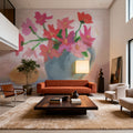 Pink Flowers with Lemon Mural Wallpaper - room preview 04