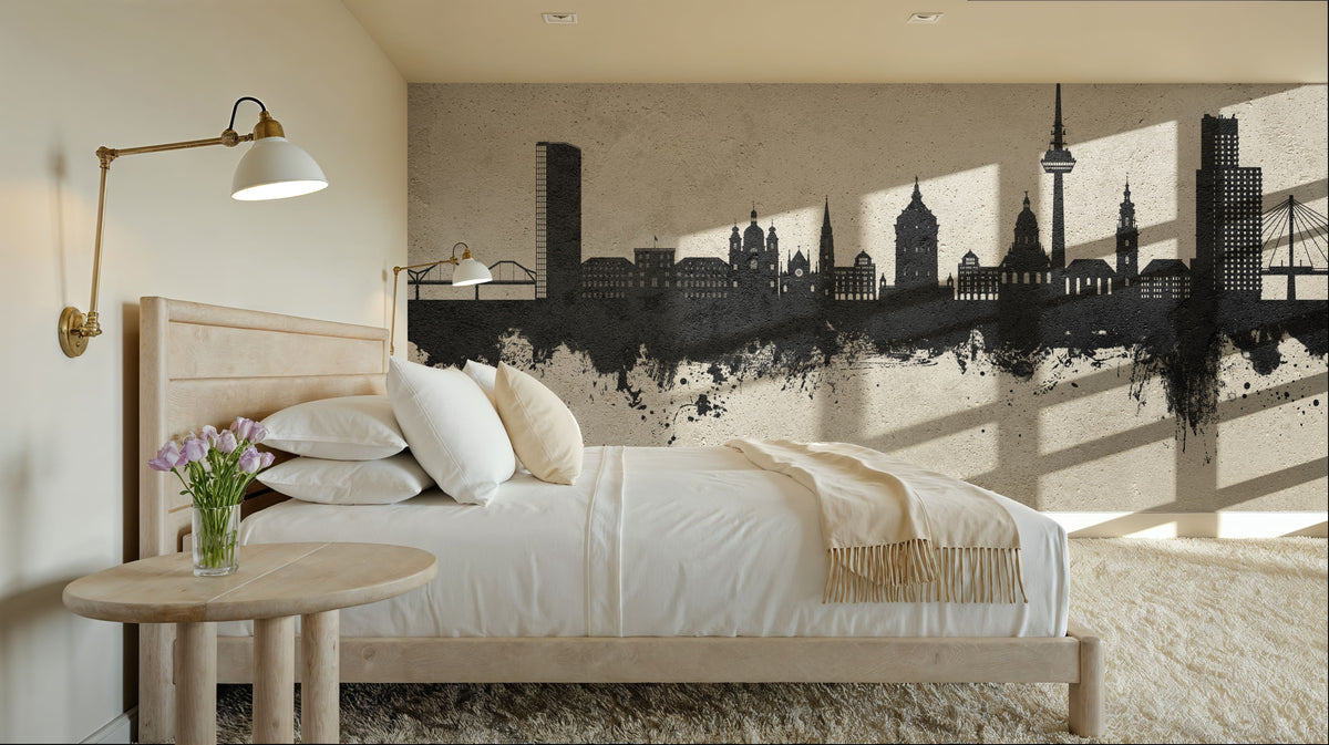 Mannheim Germany Skyline Concrete Mural Wallpaper - room preview 04