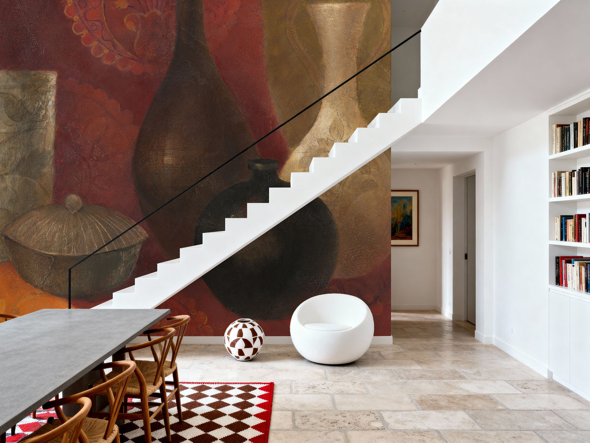 Patterned Vessels Mural Wallpaper - room preview 04
