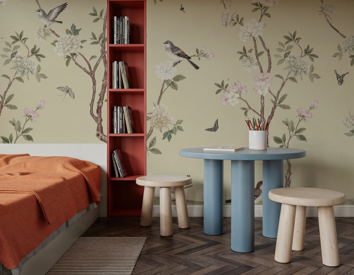 Peony Tree, Pistachio Creme Mural Wallpaper - room preview 04