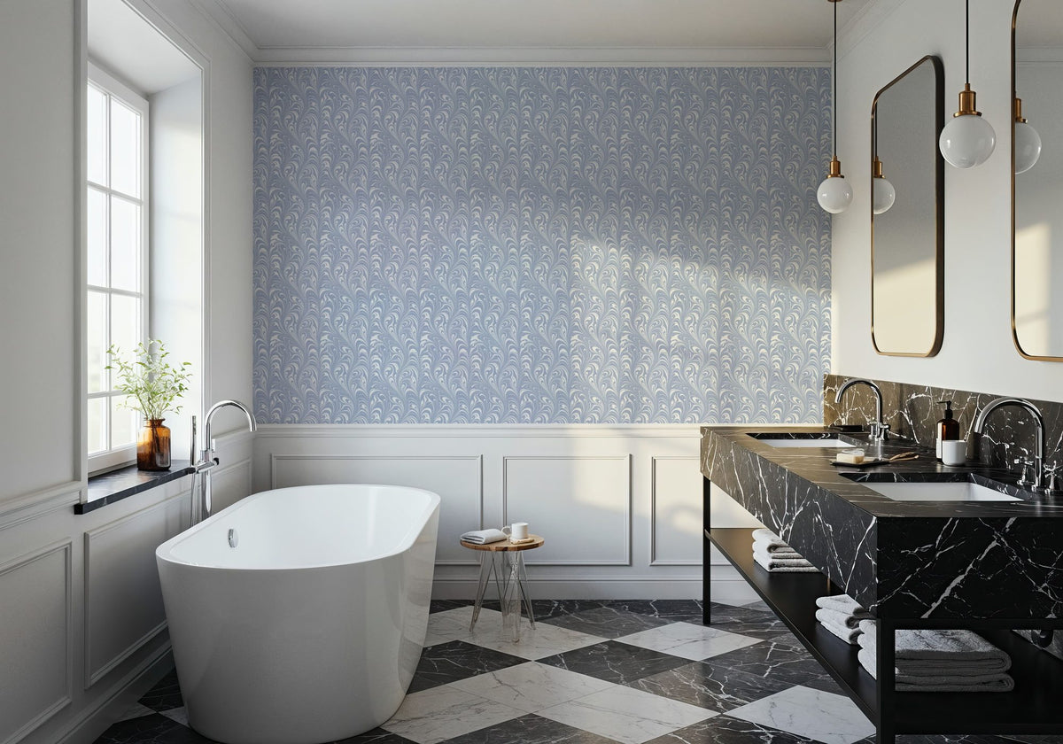 Marbelized Flow, Cloud Drift Mural Wallpaper - room preview 04