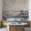 Birds in the Garden Light Gray Mural Wallpaper - room preview 04