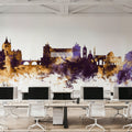 Rome Italy Skyline Purple & Gold Mural Wallpaper - room preview 04