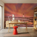 Peggy's Cove Lighthouse Mural Wallpaper - Red Tone - room preview 04
