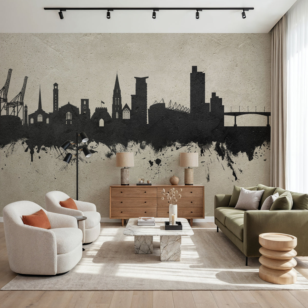 Southampton England Skyline Concrete Mural Wallpaper - room preview 04