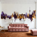 Koblenz Germany Skyline Purpl & Gold Mural Wallpaper - room preview 04