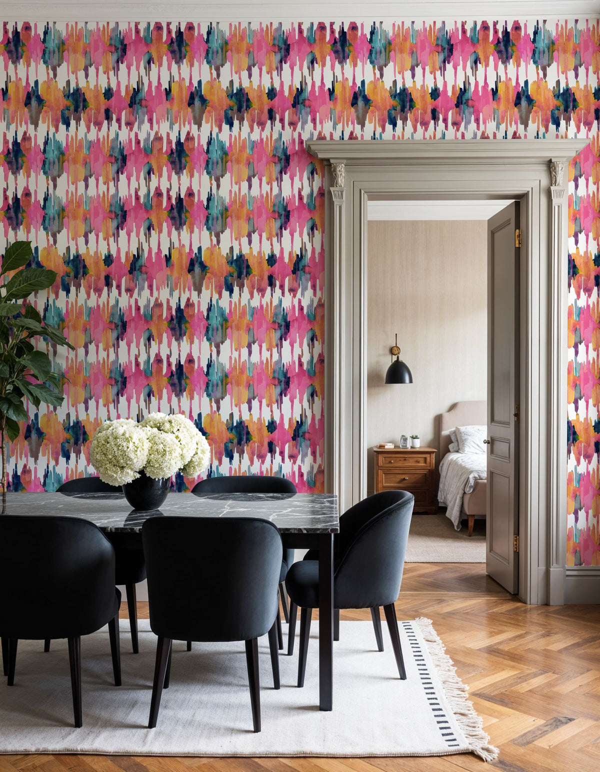 Rose Quarts Ikat Mural Wallpaper - room preview 04