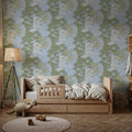 Overleaf Woodland Pattern, French Blue Mural Wallpaper - room preview 04