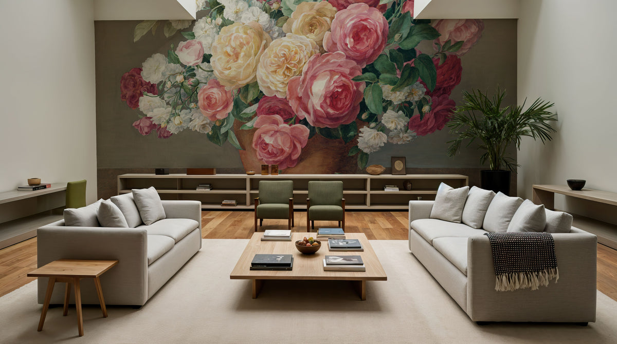 Antique Rose Bouquet Mural Wallpaper - room preview 04