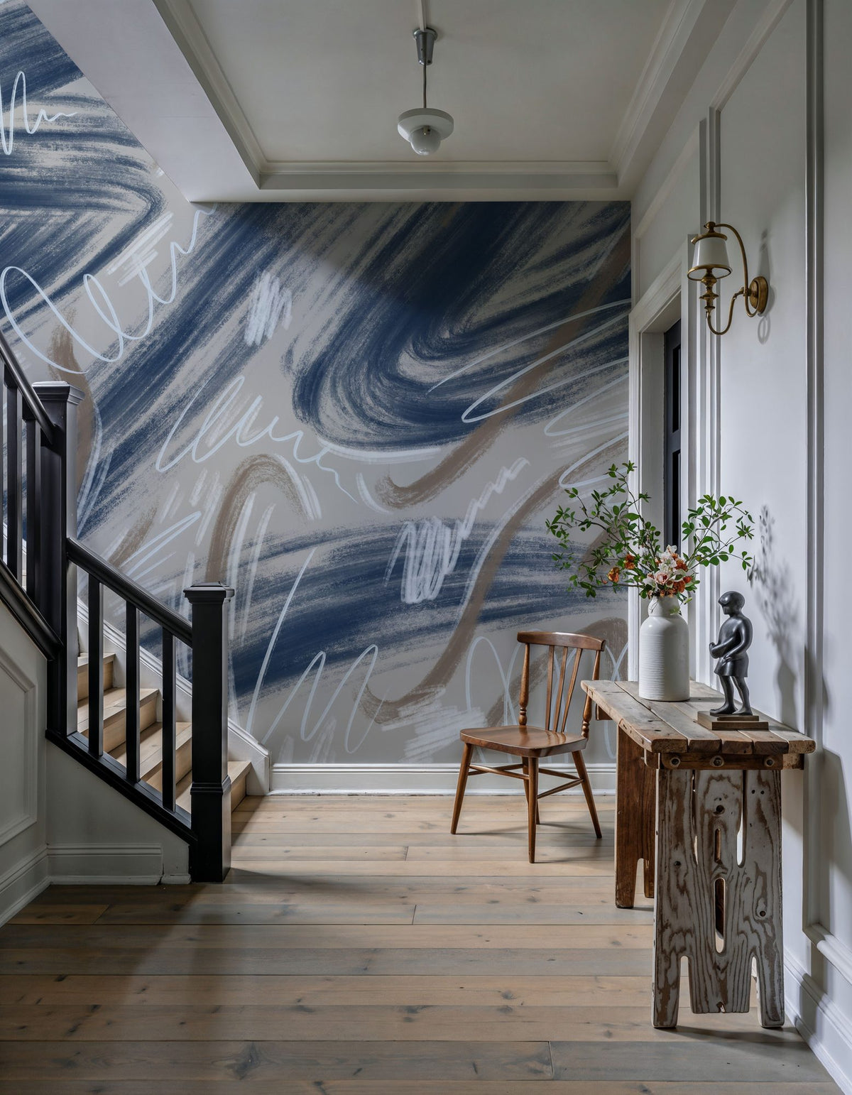 Scribble Flow, Ocean Mural Wallpaper - room preview 04