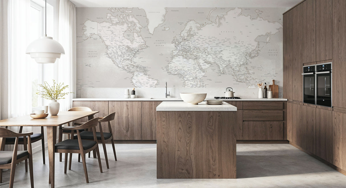 World Map Cities - Maeli Warm Mural Wallpaper - room preview 04